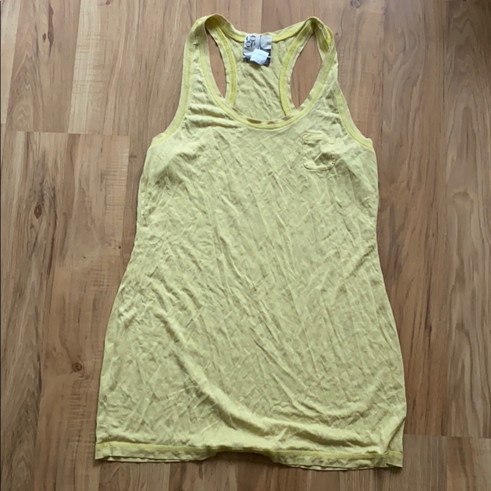 100% silk pale yellow Barneys tank top